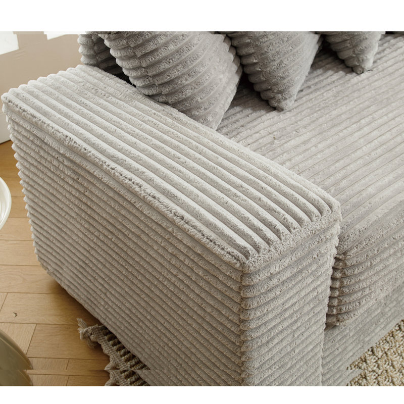 Oversized Two-Piece  Couches,L Shaped Sofa, Corduroy, Right Chaise Daybed,with Armrests,Eight Throw Pillows,Corner Sofa