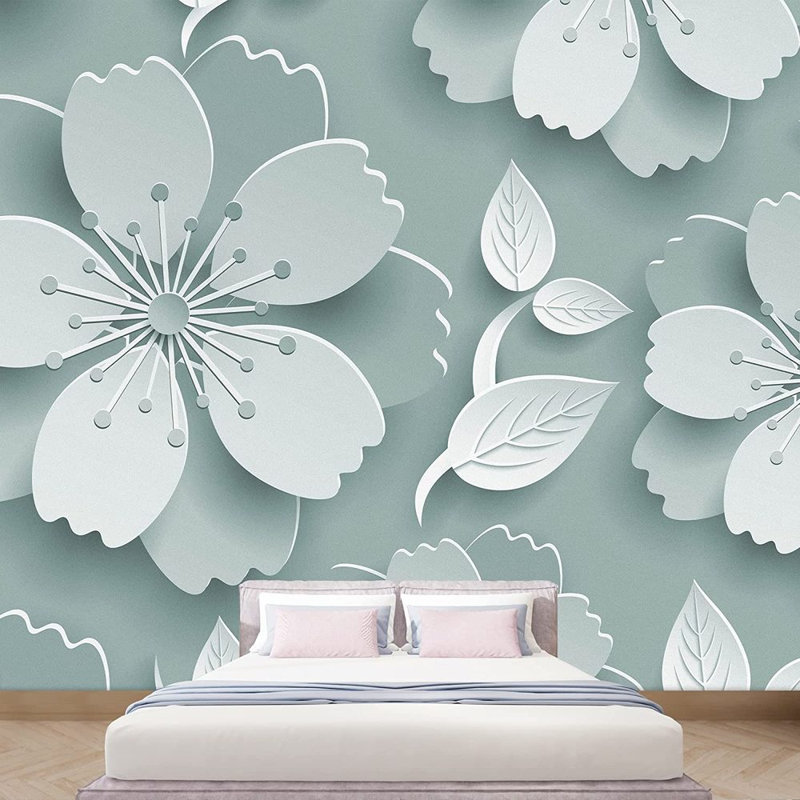Murale fleurs de lis de la jungle, L 66 po x l 96 po