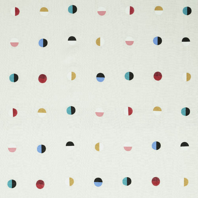 Schumacher x Caroline Z Hurley Joshua Tree Fabric, Multi Moons On Ivory