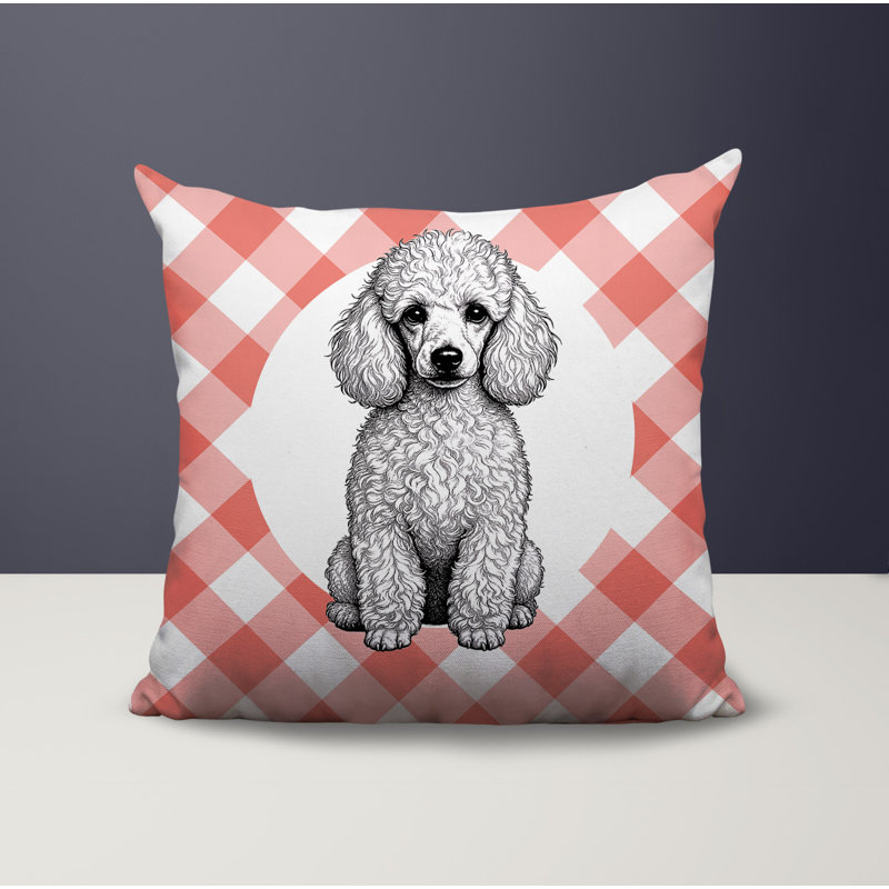 Coussin réversible intérieur / extérieur Poodle Dog, 18 x 18, Pêche