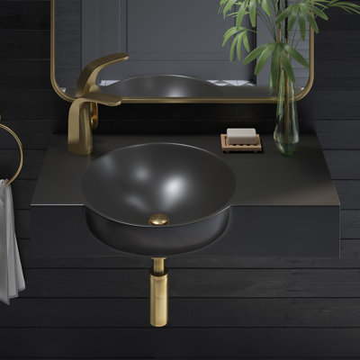 Chateau 30" Left Side Faucet Wall-Mount Bathroom Sink in Matte Black