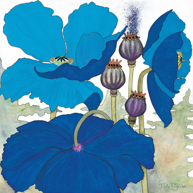 Ensemble de housse de couette en microfibre DiaNoche par Judith Figuiere - 3 coquelicots bleus