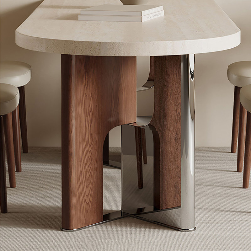 Table de salle à manger style français demi-cercle en marbre, 29.5"H x 55.1"L x 31.5"W