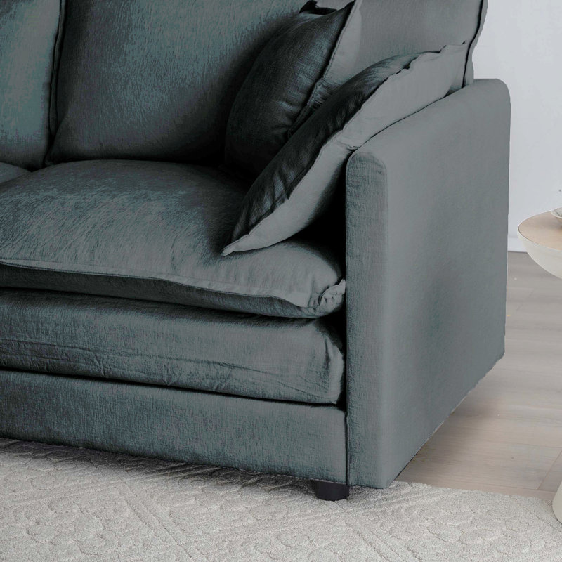Jeffers Chenille Fabric Upholstered 4-Piece Sectional Sofa, 33" H x 76.7" W x 35" D, Gray Chenille