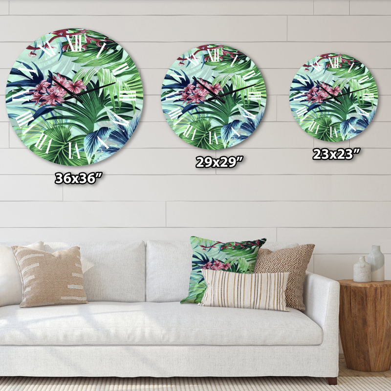 Fleurs tropicales VIntage VII - Horloge murale traditionnelle, Grand