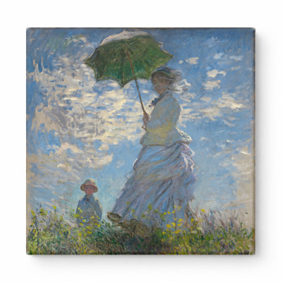 Woman with a Parasol – Madame Monet and Her Son (1875) — Square Canvas Wall Art