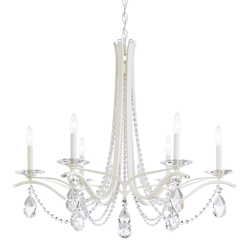 Vesca 6 - Light Chandelier, White, Radiance Crystal