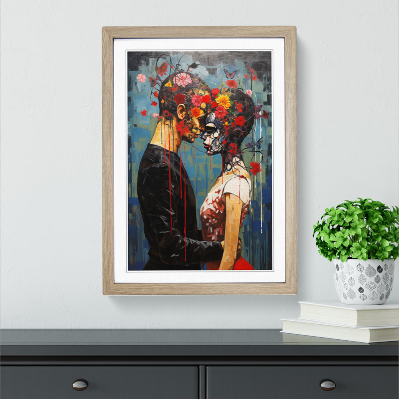 Lovers Contemporary - Framed Print, Oak, 64cm H x 46cm W x 2cm D
