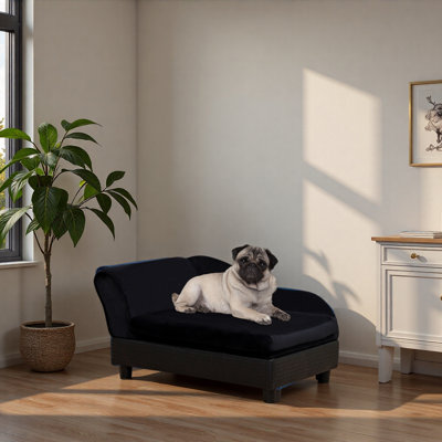 Lit pour chien surélevé avec espace de rangement et coussin moelleux pour animaux de compagnie de petite et moyenne taille