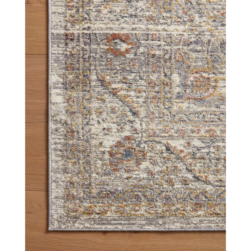 Tapis oriental gris en polypropylène / polyester tissé à la machine, Carré 1 pi 6 po