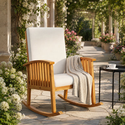 Chaise berçante d'extérieur en bois d'acacia massif