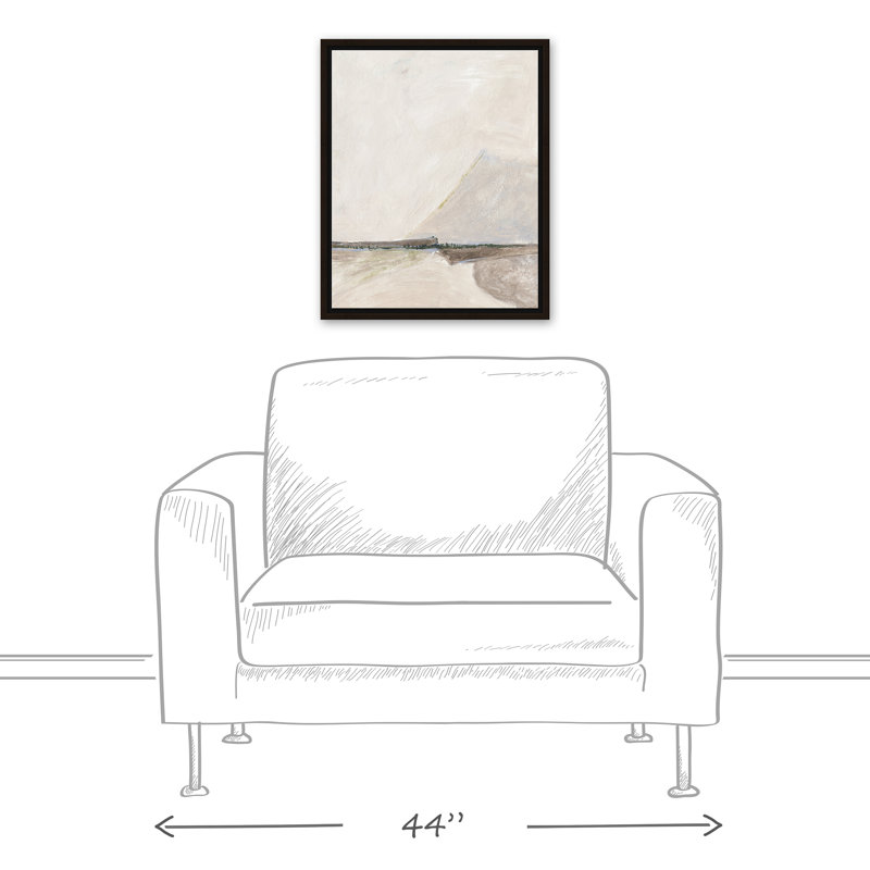 Montagne abstraite brun clair - Peinture, H 21,75 po x l 17,75 po x P 1,75 po, Toile à cadre flottant noir
