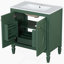 Meuble-lavabo 30 po avec lavabo, deux portes avec tablette, charnières de porte à fermeture en douceur, style rétro, vert-759914077