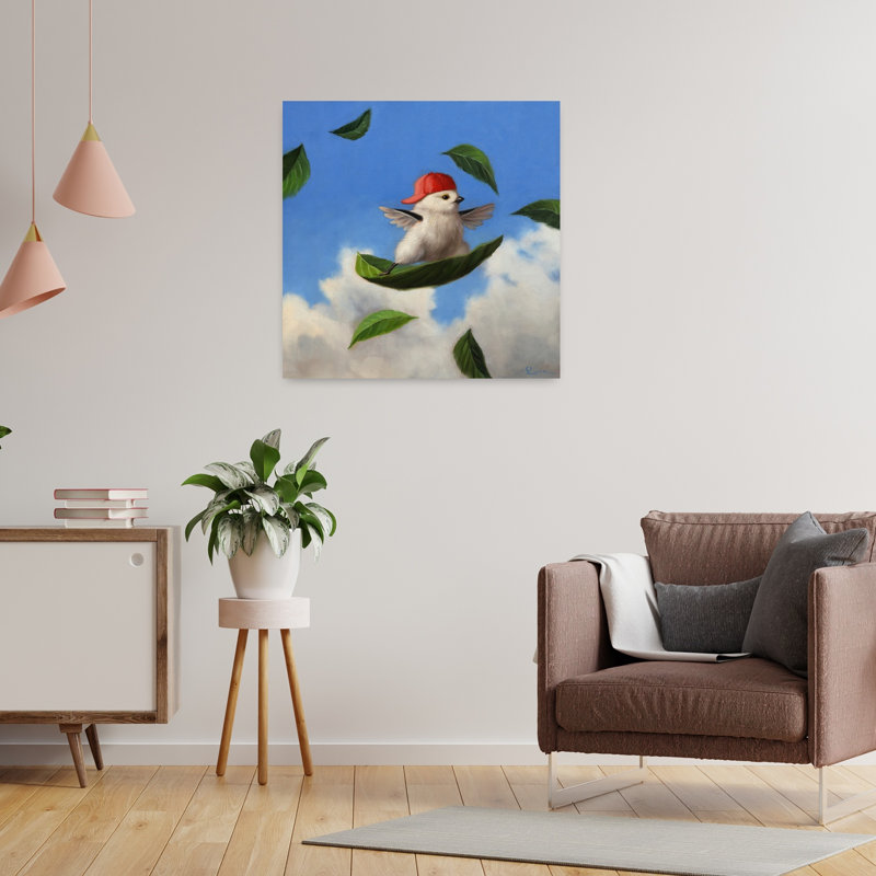 Vent, surfeur, oiseau, art urbain contemporain, H 24 po x l 24 po