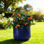 Jardinières rondes en céramique bleu foncé de 16 pouces fabriquées à la main pour la décoration intérieure et les espaces extérieurs avec trous de drainage