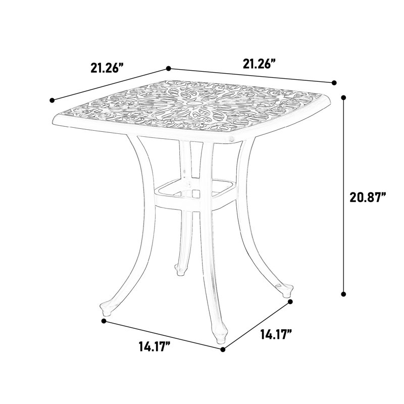 Patio en fonte d'aluminium 3 pièces - 2 chaises antirouille et 1 table ronde blanche pour le jardin, conception classique pour la cour arrière, mobilier d'extérieur facile à assembler dans un balcon design, marches sans effort