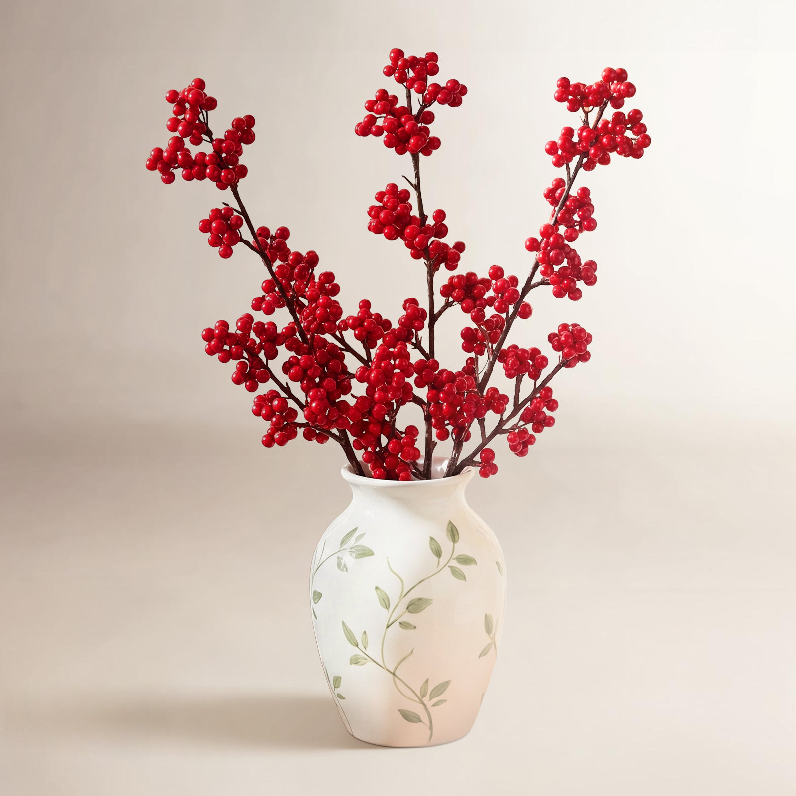Berry Floral Stems, Red, 23" H x 3" W x 9" D