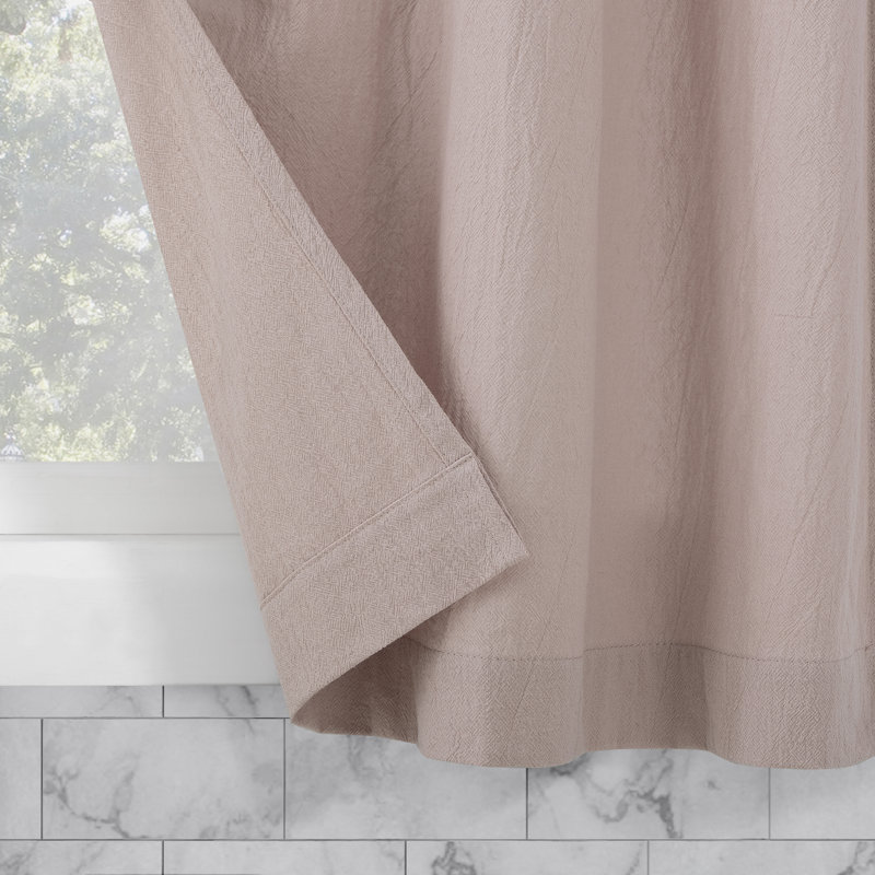 Archaeo Sarro Washed Cotton Semi-Sheer Tab Top Kitchen Curtain Tier Pair, 52" W x 45" L, Rose Quartz