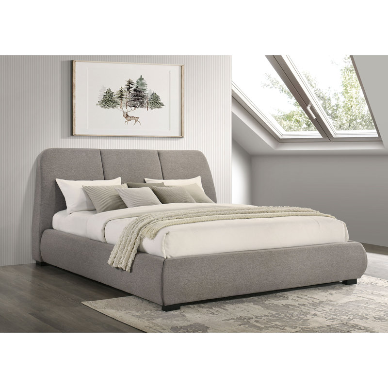 Lit plateforme tapissier Kacper, Très grand, Taupe