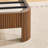 Queen Size bed frame with storage headboard, built-in charging station, wavy curved lines design, silent operation, metal support, Walnut-496554245-496554246