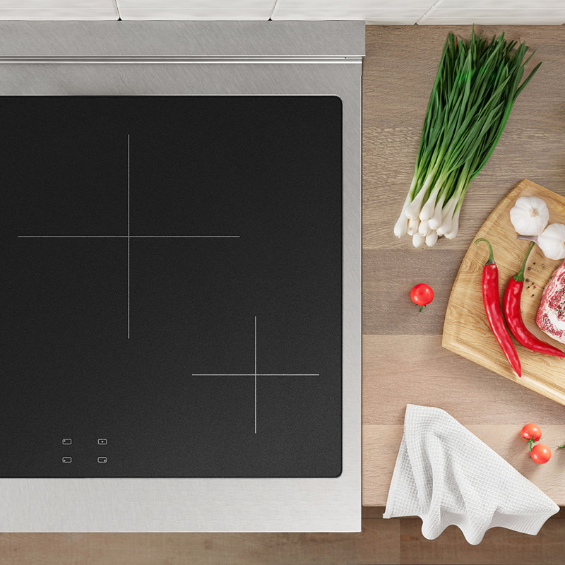 ZLINE Autograph 30 in. Satin Stainless Paramount Induction Range with 4 Elements & Gold Accents, Polished Gold