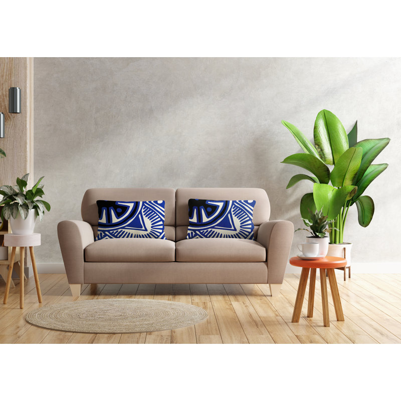 Polyester/Polyester Blend Lumbar Rectangular Indoor/Outdoor Pillow Cover & Insert, Navy Blue