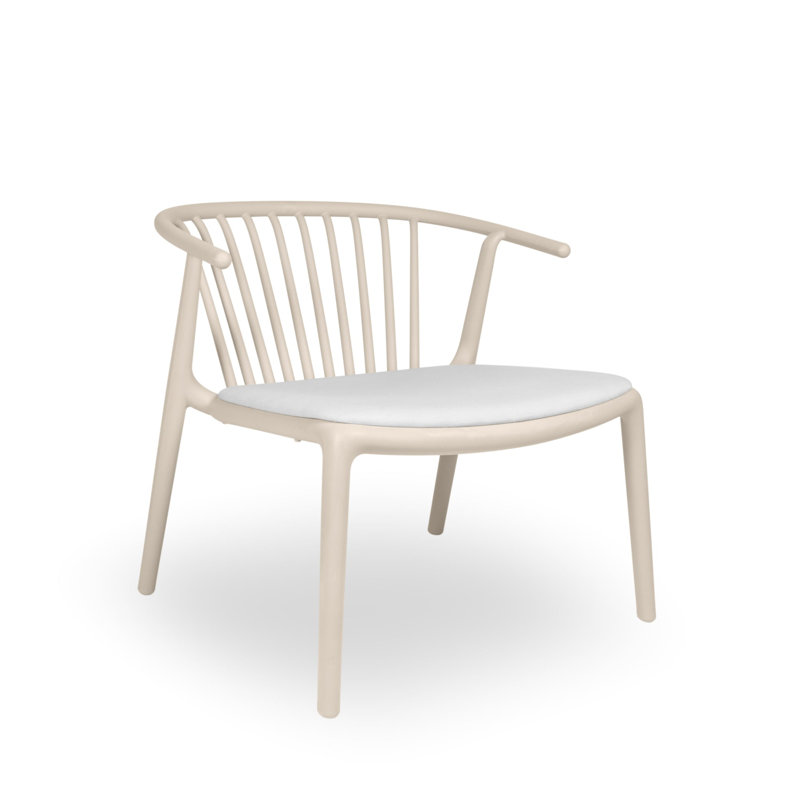 Woody Upholstered Arm Chair, Linen, Ivory