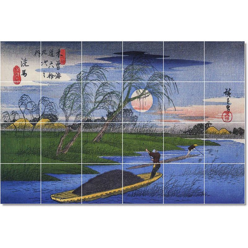 Carreau de céramique décorative 36 po x 24 po 6 po x 6 po, Utagawa Hiroshige Ukiyo E W22525