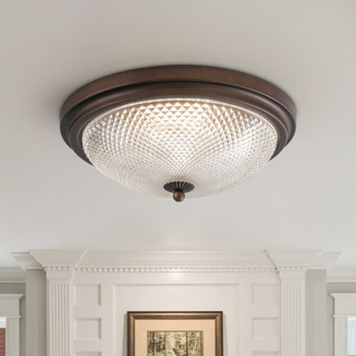 Dimmable Led Cross Reeded Diamond Glass Bowl Flush Mount