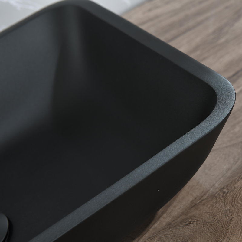 Lavabo de salle de bain vasque rectangulaire en verre fait à la main avec robinet de salle de bain et bonde escamotable