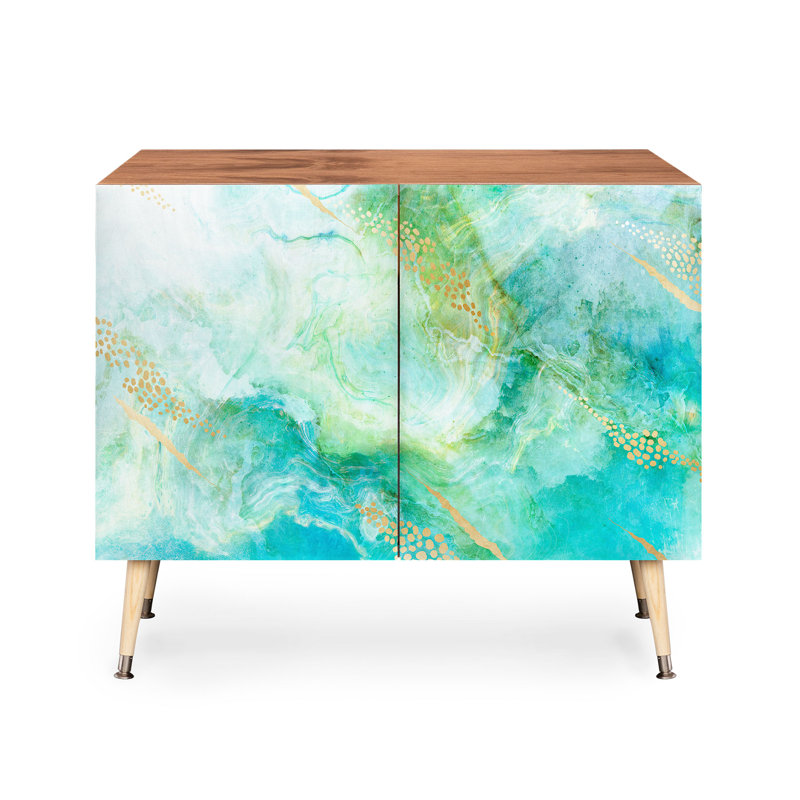 Crédence 2 portes Iveta Abolina Winter Marble II, Turquoise / brun foncé