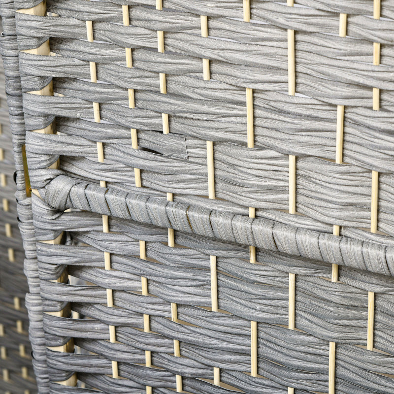 Cloison 4 panneaux autoportante tissée à la main , 4, 70.9" H x 70.9" W x 0.7" D, Mixed Grey