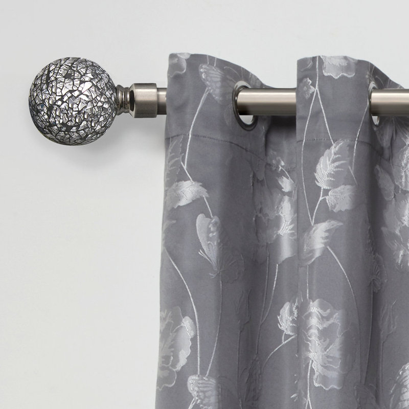 Abrahamson Antique Brass Stainless Steel Adjustable 160cm to 300cm 2cm Single Curtain Pole, 1.6 - 3m, Black Silk