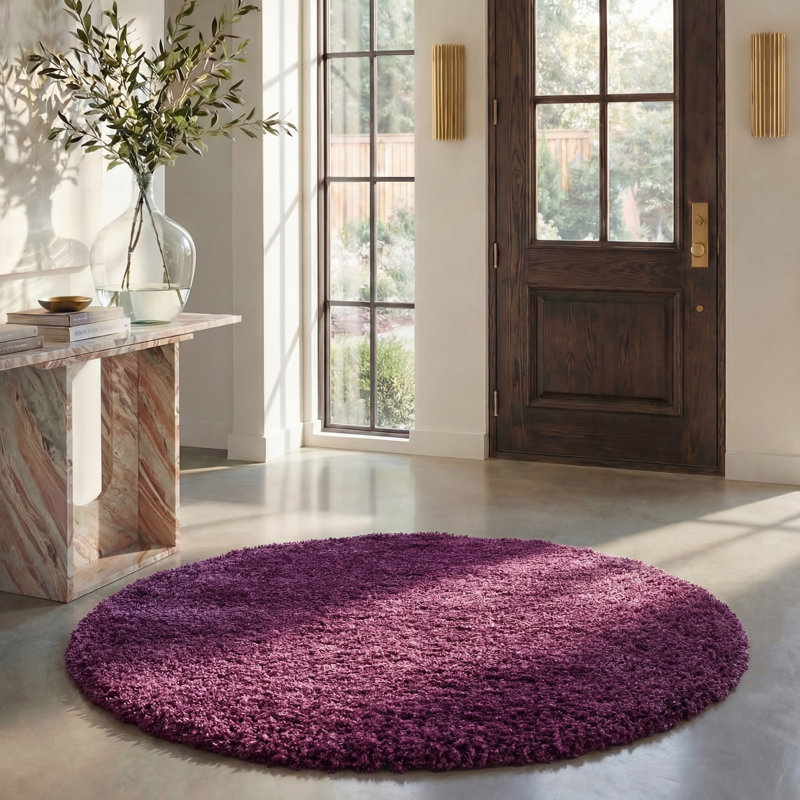 Irmtrud Area Rug, Round 6'7", Purple 