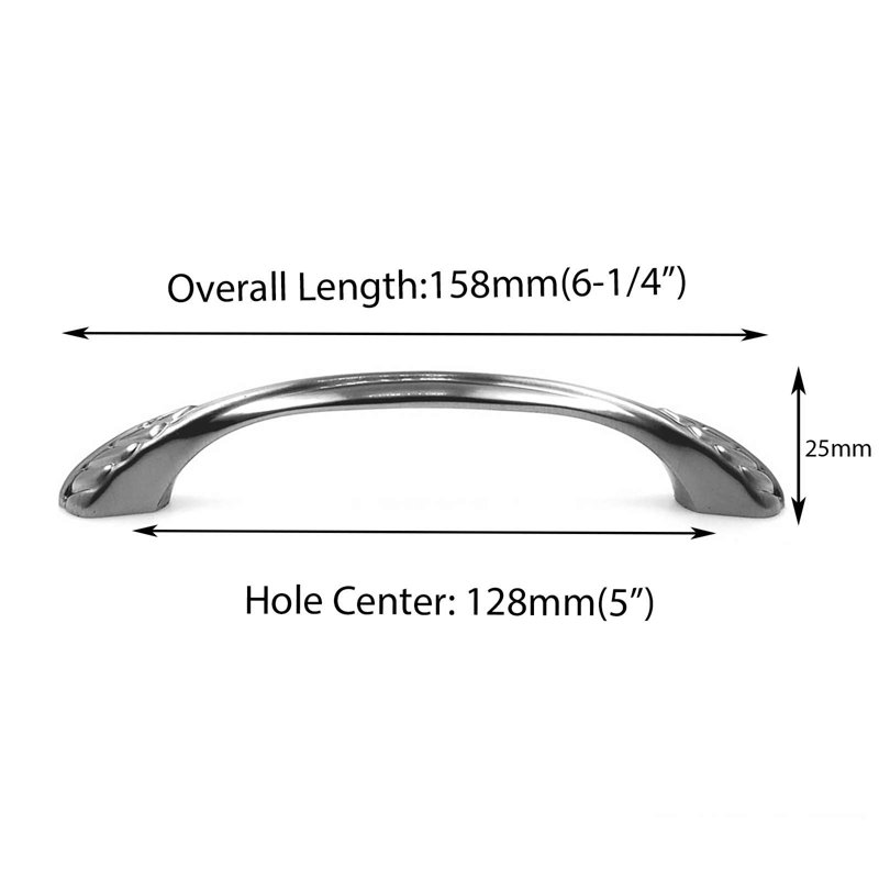 5" Center to Center Arched Pull, Brushed Nickel