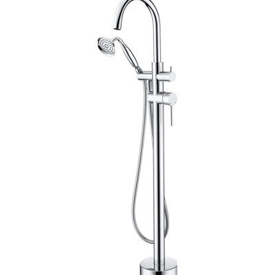 Floor Mounted Freestanding Tub Filler, Solid Brass Construction, Handheld Shower With 2.5 Gpm Flow Rate For Convenience Filler Bathtub Faucet , High Spout, Shower, Practicality