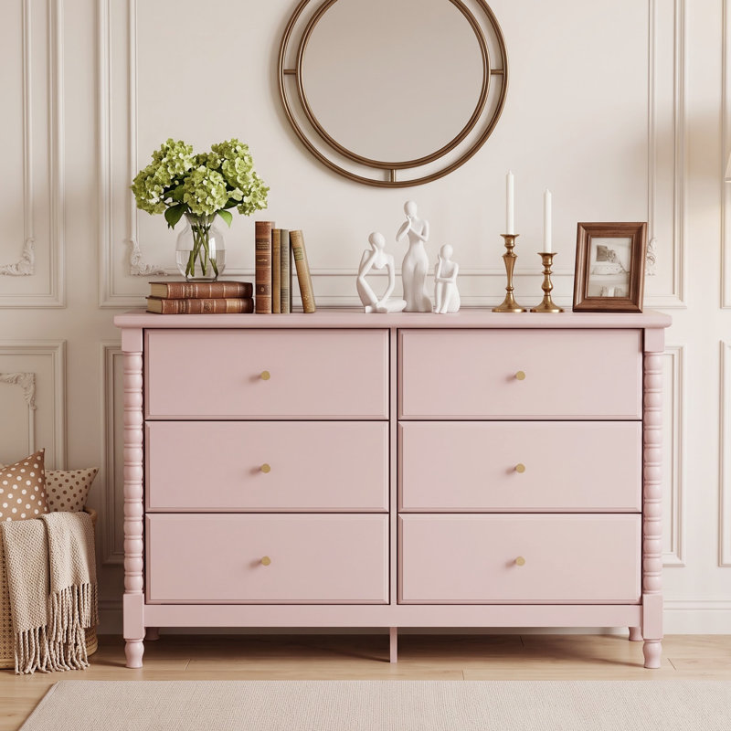 Commode 6 colonnes romaines l 43,3 po Drwaer, Rose