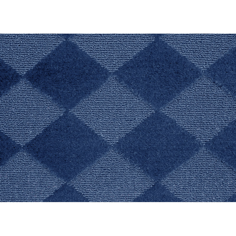 Tapis bleu touffeté à motif géométrique Thayer, Rectangle de 7 pi 6 po x 9 pi 6 po