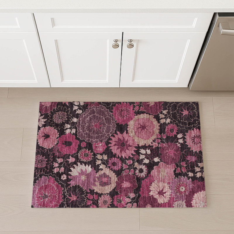 Machine Washable Indoor/Outdoor Chantille ACN2295 Floral Rug, Rectangle 1'8" x 2'6"