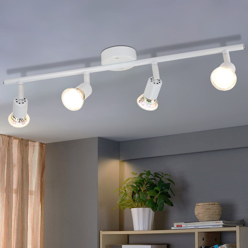 LED Ceiling Spotlight Swiveling GU10 4 Flame Ceiling Spots Industrial Living Room, Grey