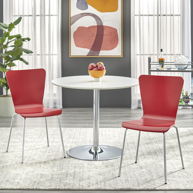 Ensemble de salle à manger Theotis, Rouge, 3 pièces : 1 table, 2 chaises