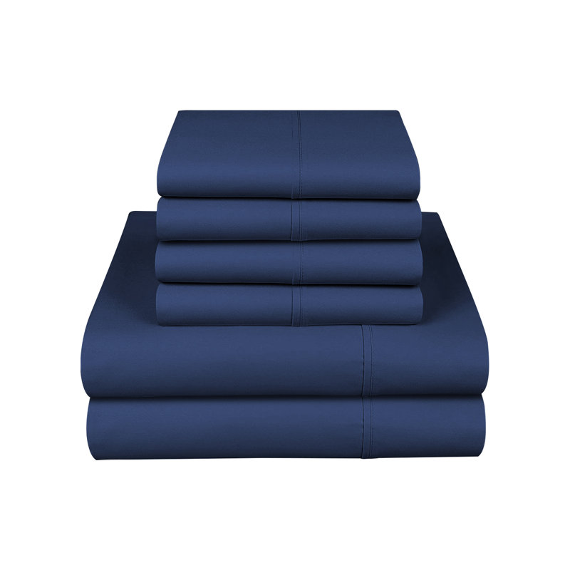 Sheet Set6 Microfiber Sheet Set, Queen Sheet Set + 1 Fitted Sheet +4 Pillowcases, Navy