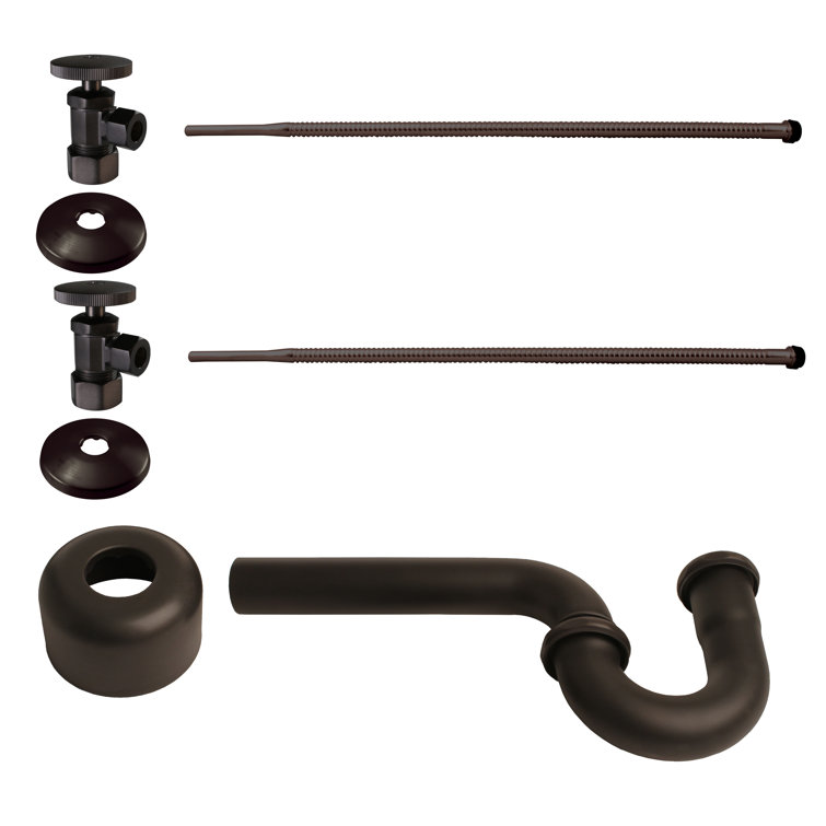Pedestal Sink Supply Kit with P-Trap and Round Handle Angle Stops