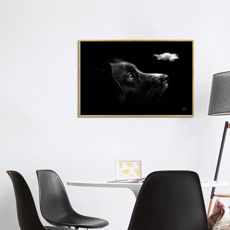 "Découvrant I" par Kathrin Federer-impression d’art graphique, Toile encadrée d'or, Pas de tapis, H 26 po x l 40 po x 1,5 po
