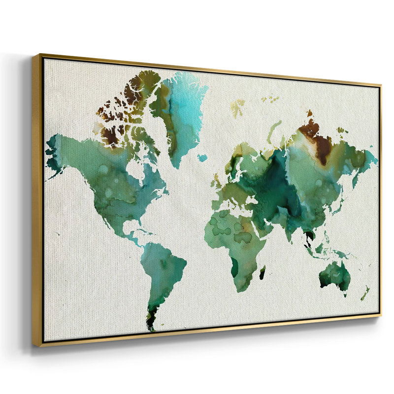 " Inky World ", Gold, 17" H x 25" W x 2" D