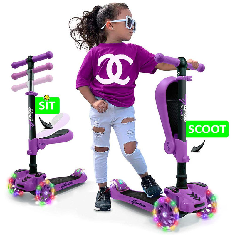 Ensemble de 4 scooters pour enfants Hurtle Scootkid, Mauve