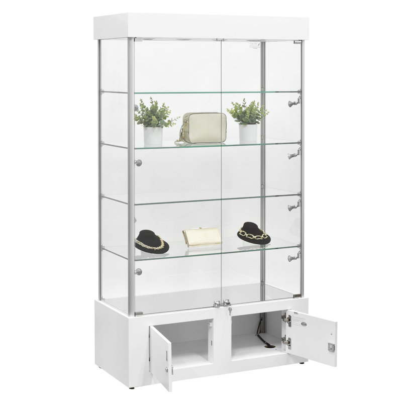 73 po x H 40 po x - Vitrine murale en aluminium avec cadre DEL en verre encadré | Entièrement assemblé, Blanc