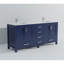 Meuble-lavabo double bleu marine 72 po X P 22 po D, dessus en quartz blanc et ensemble de robinet-871989735-871989734