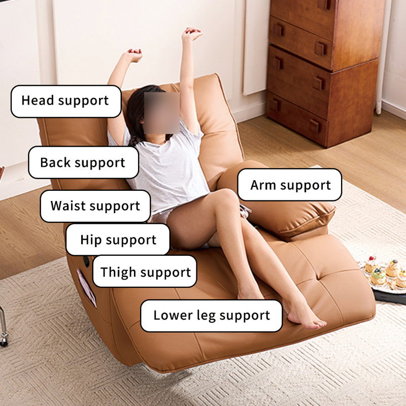 Fauteuil inclinable multifonctionnel en similicuir Quanasia, Brun