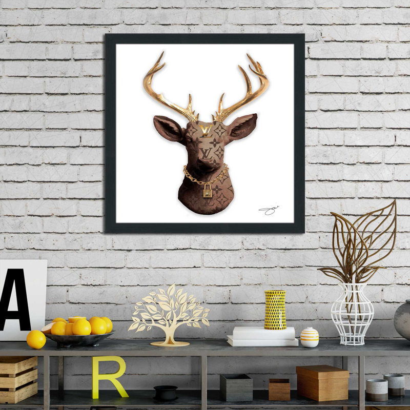 Louis Vuitton Deer (Square) par By Jodi - impression, H 37,5 po x l 37,5 po x P 1 po, Cadre espresso